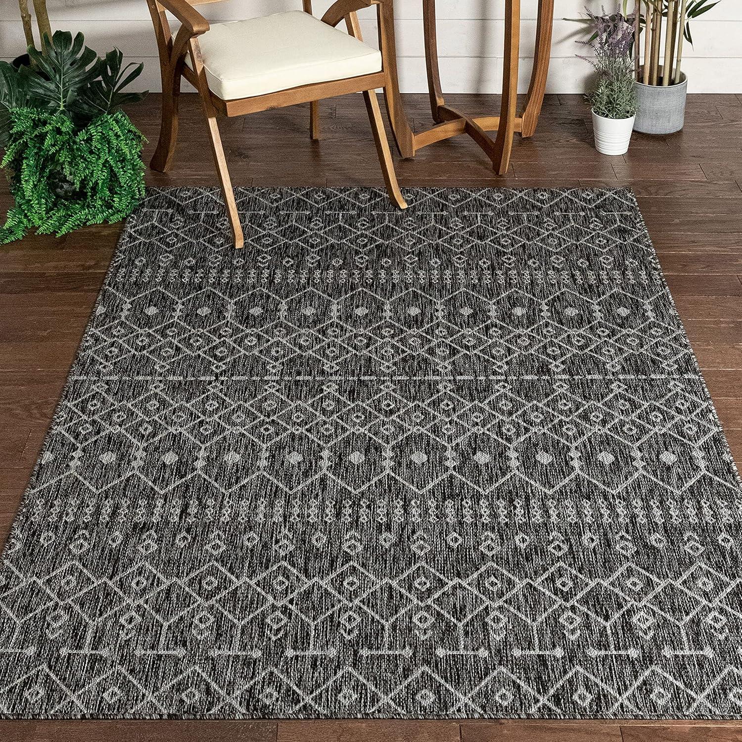 Marshanna Nord Trellis Blue Indoor/Outdoor Flat-Weave Area Rug