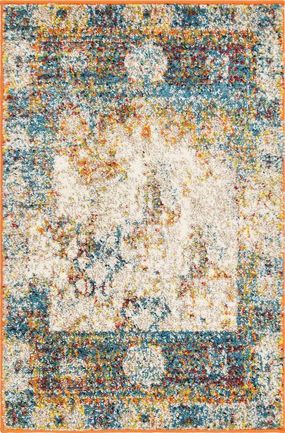 Unique Loom Rosso Collection Area Rug - Bellini (2'  x 3' 1" Rectangle Beige/Blue)