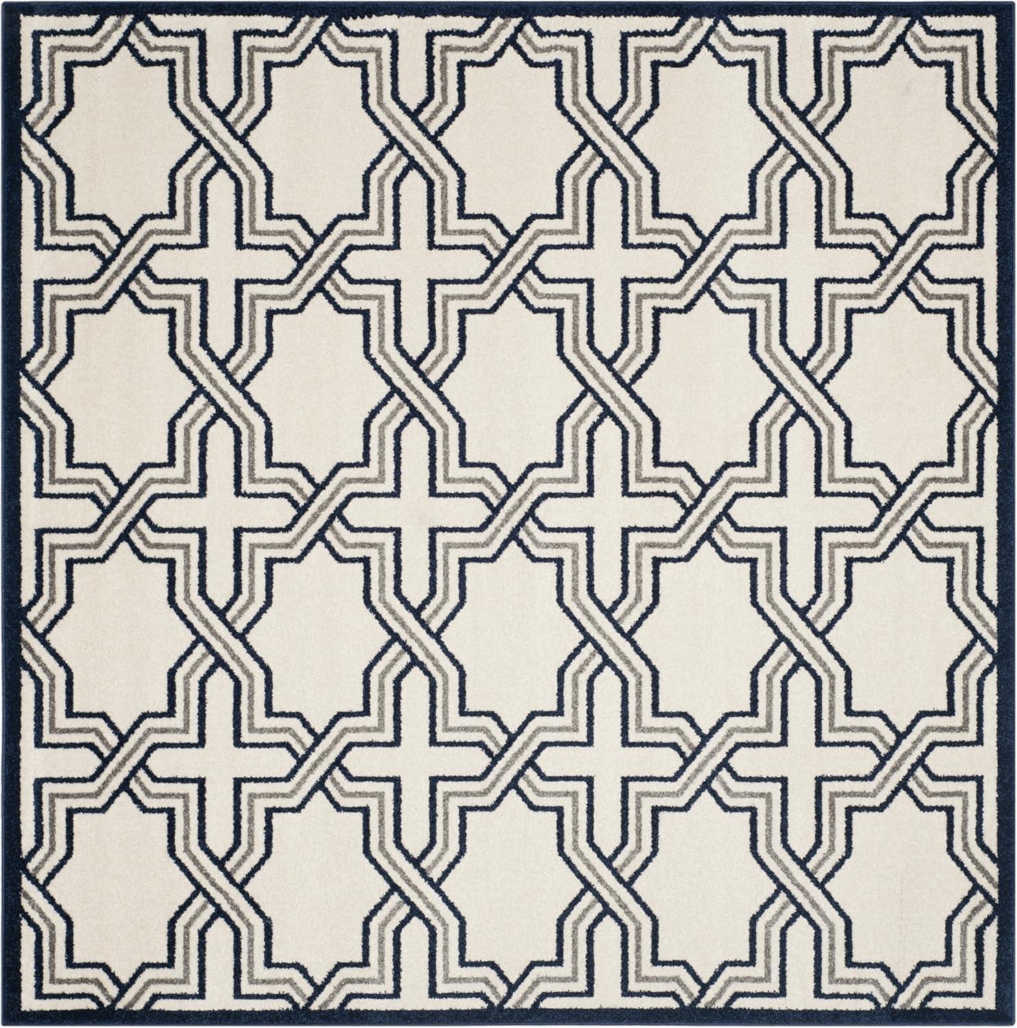 Amherst AMT413 Power Loomed Area Rug - Ivory/Navy - 7'x7' - Safavieh.
