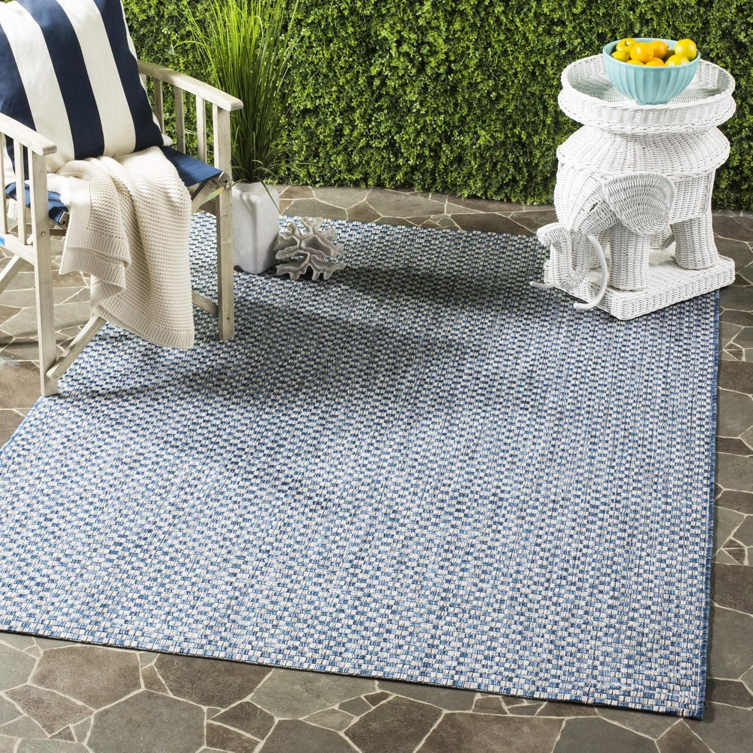 Courtyard CY8653 Power Loomed Indoor and Outdoor Area Rug - Turquoise/Light Grey - 5'3"x7'7" - Safavieh