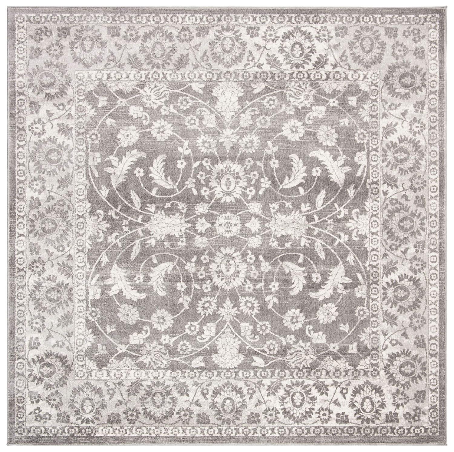 Brentwood BNT844 Power Loomed Area Rug - Cream/Grey - 3' X 3' Square - Safavieh.