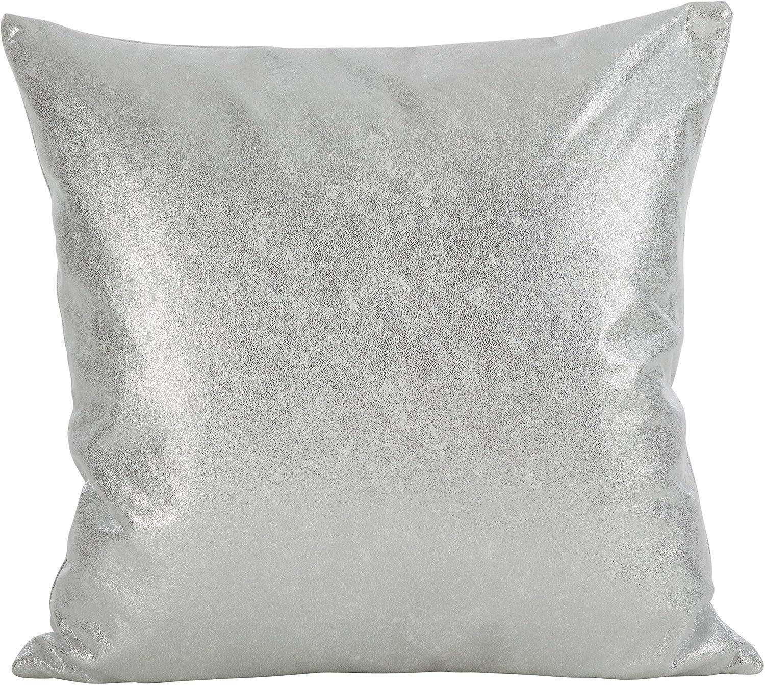 Silver Shimmering Metallic Square Throw Pillow