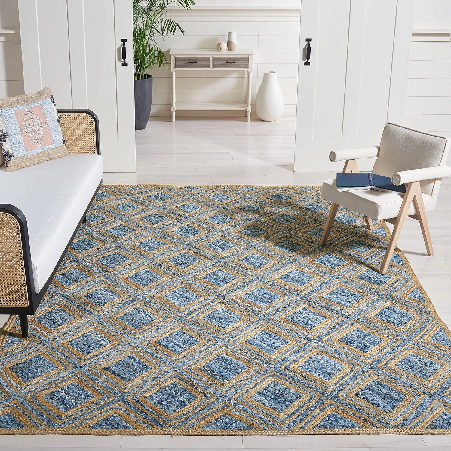 Cape Cod CAP354 Woven Indoor Area Rug - Natural/Blue - 8'x10' - Safavieh