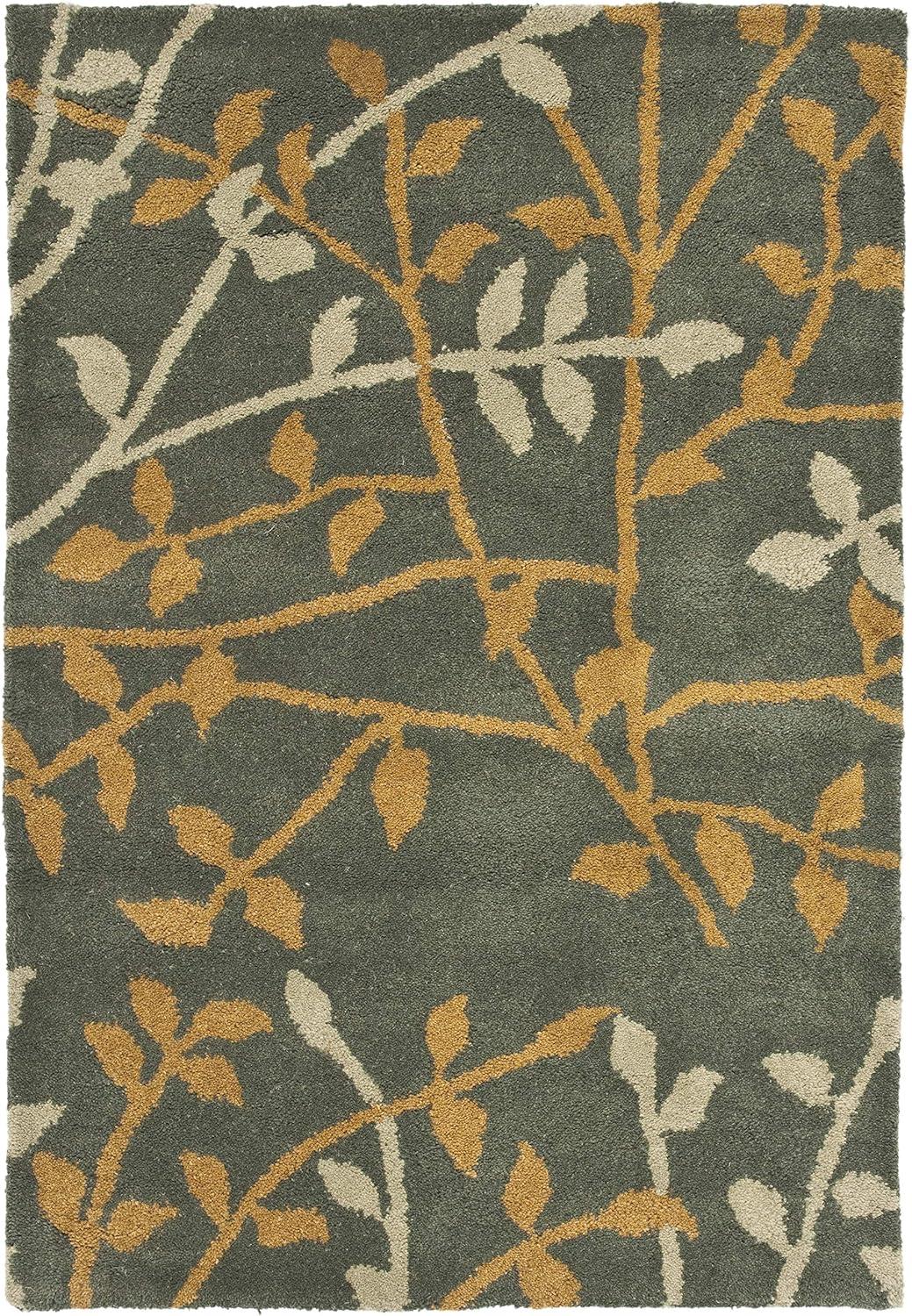 Gray and Multi Wool Viscose Tufted Floral 2' x 3' Rug