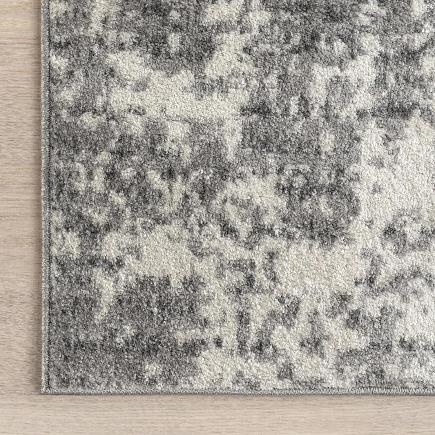 Deedra Modern Abstract Power Loom Performance Gray/White Rug
