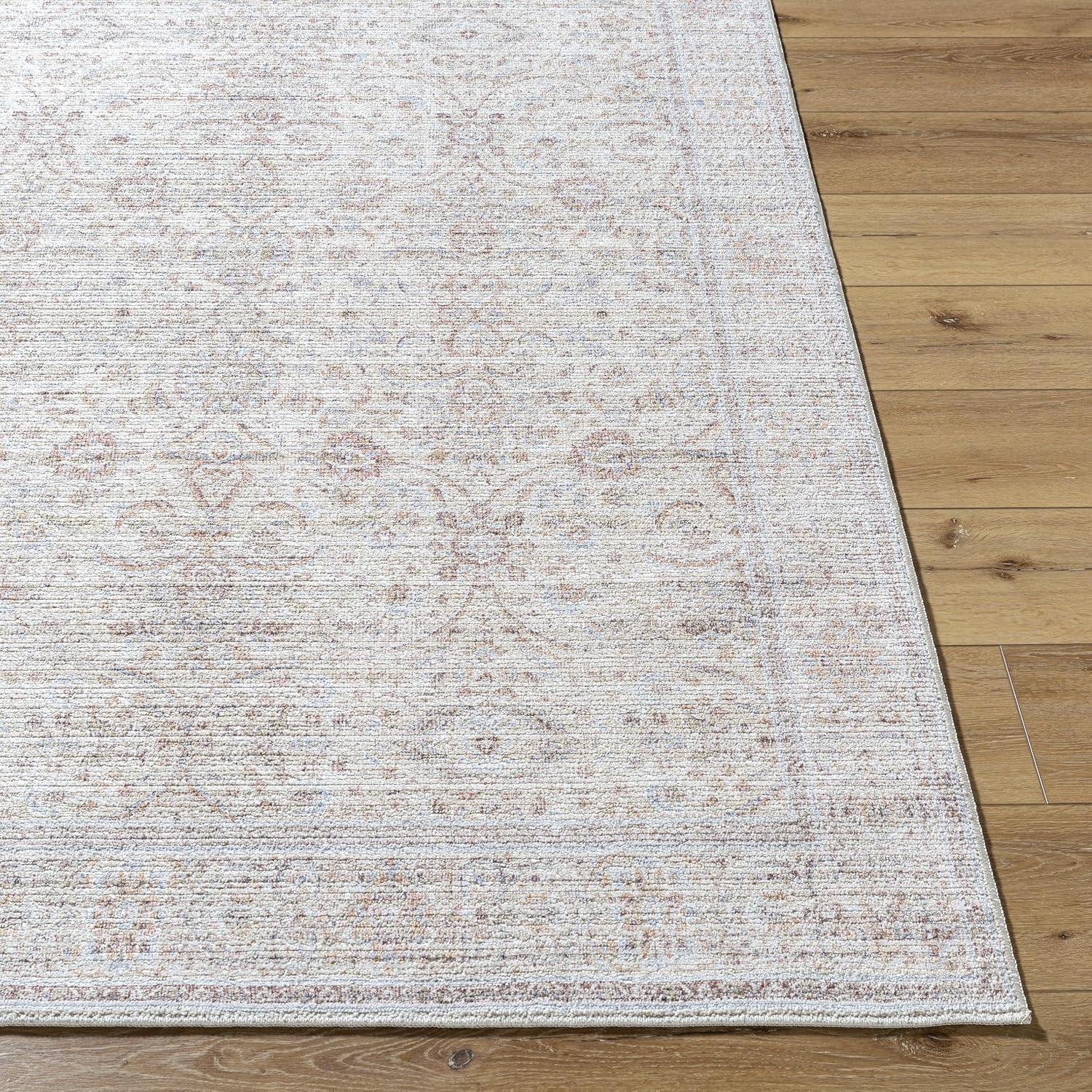 Ivory and Light Gray Synthetic Reversible Runner Rug, 2'6" x 7'3"