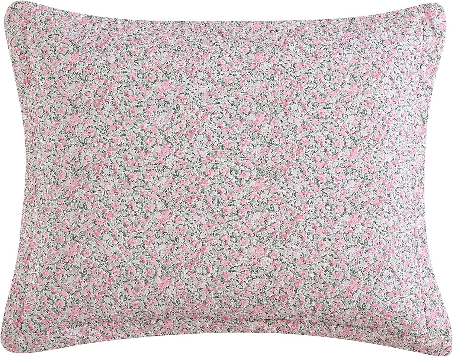 Laura Ashley Loveston Cotton Reversible Pink Quilt Set