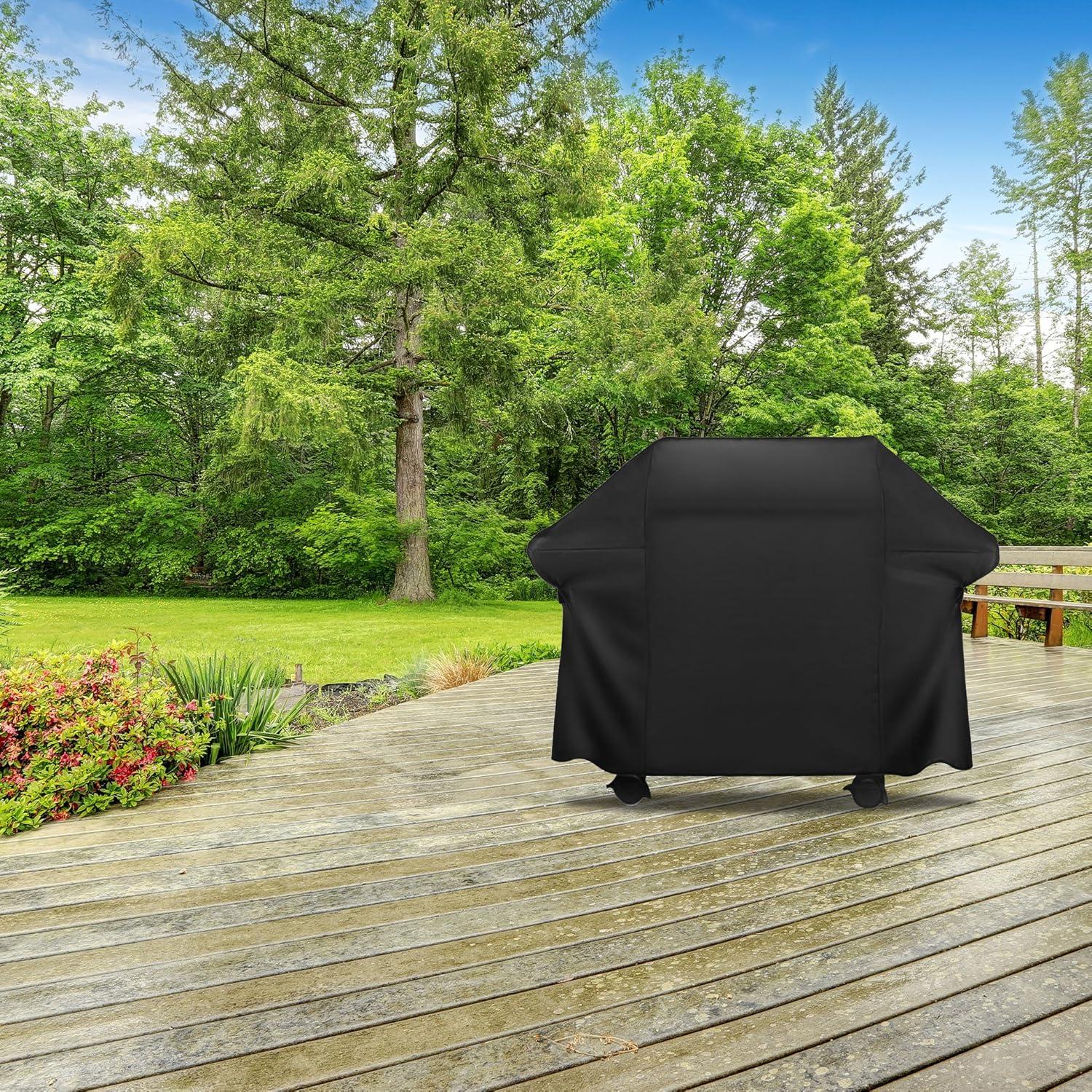 Heavy Duty Black Waterproof BBQ Grill Cover