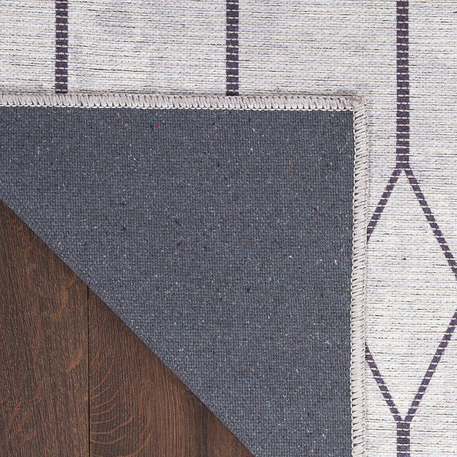Pymble Geometric Machine Washable Area Rug in Ivory/Grey