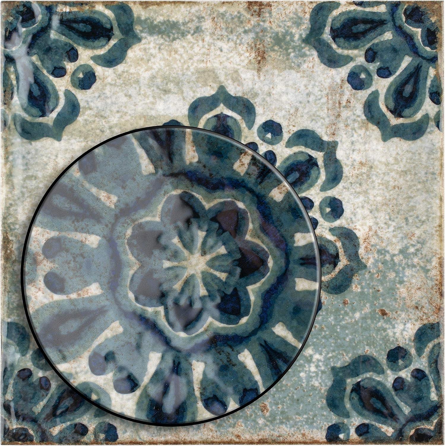 Livorno Blue Floral 7.88" Ceramic Wall Tile