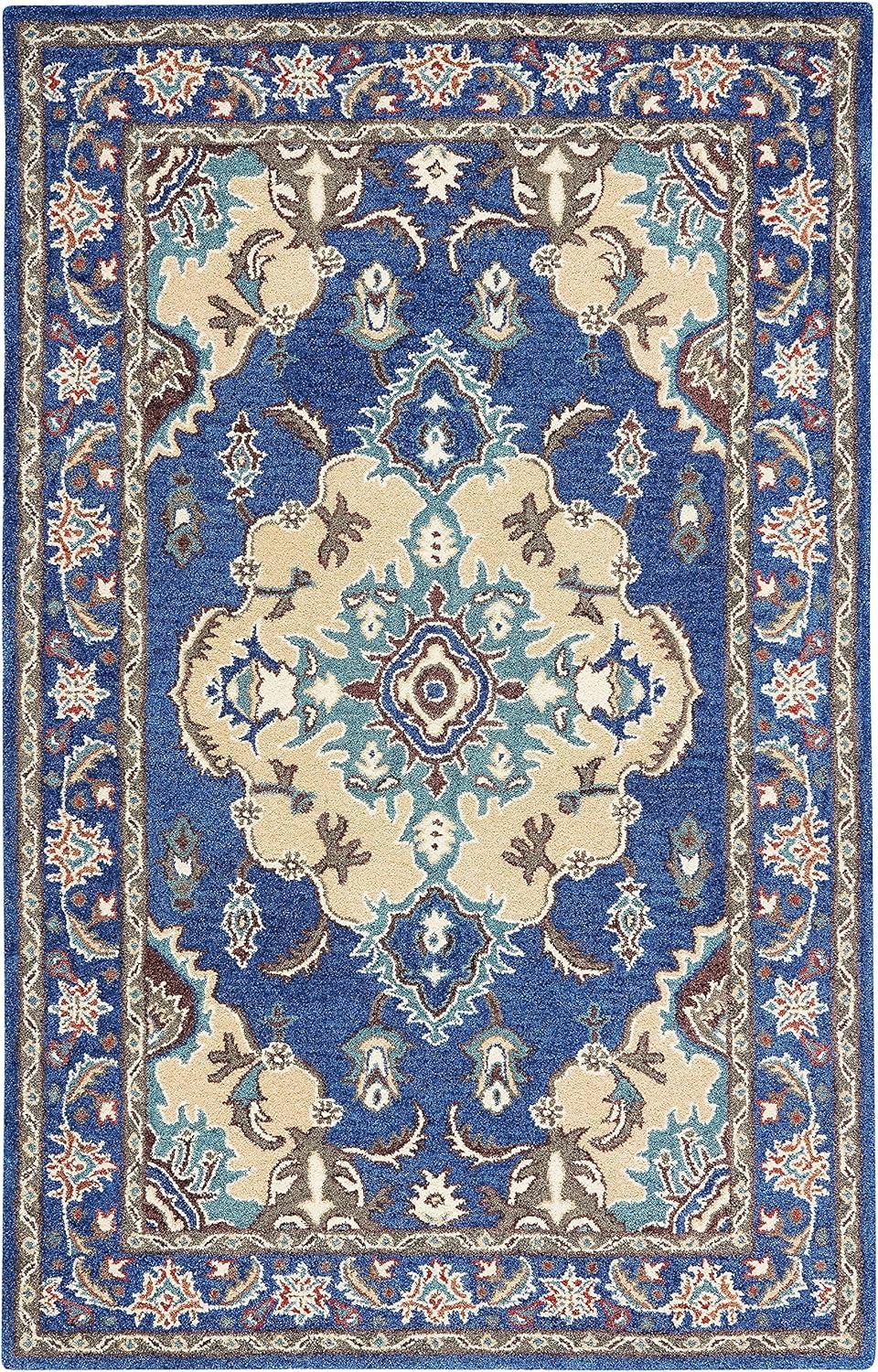 Antiquity AT520 Hand Tufted Area Rug - Blue/Ivory - 5'x8' - Safavieh.