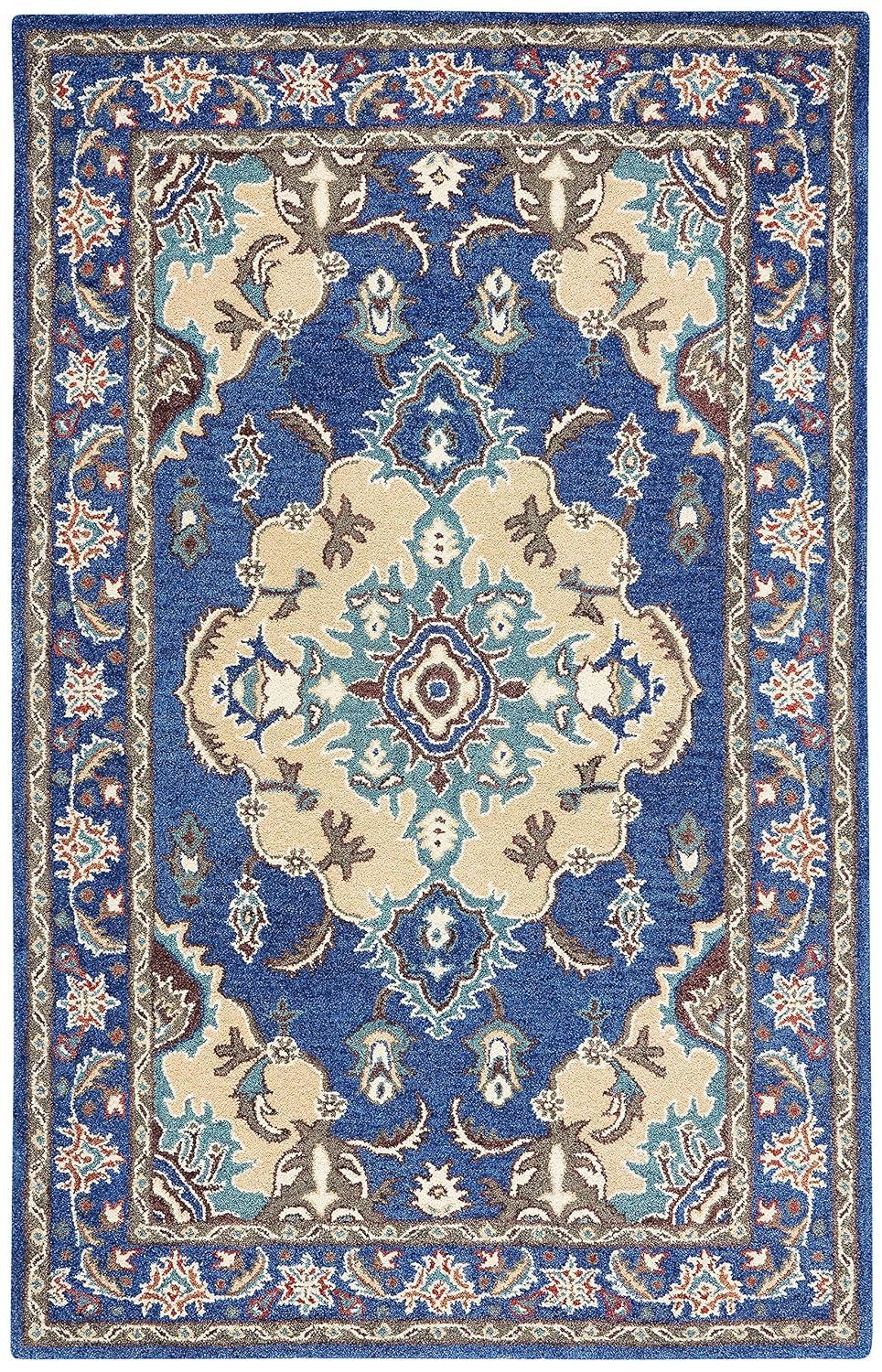 Antiquity AT520 Hand Tufted Area Rug - Blue/Ivory - 5'x8' - Safavieh.