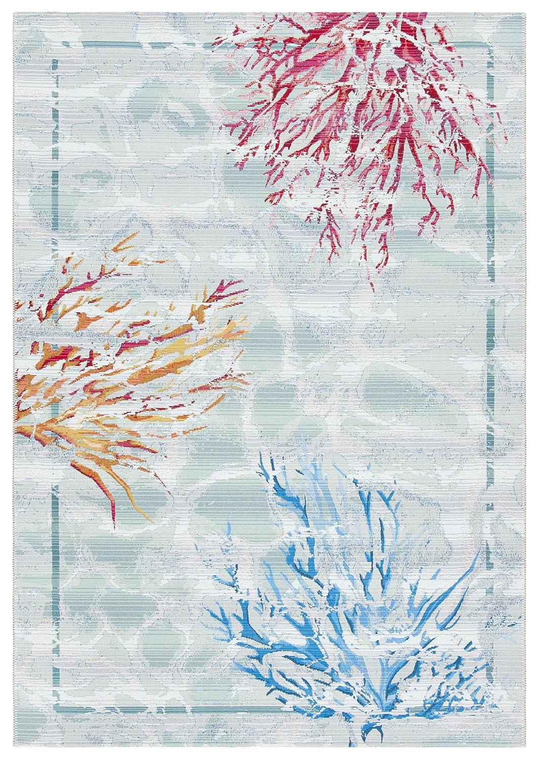 Barbados BAR535 Power Loomed Indoor/Outdoor Area Rug - Teal/White - 4'x6' - Safavieh.