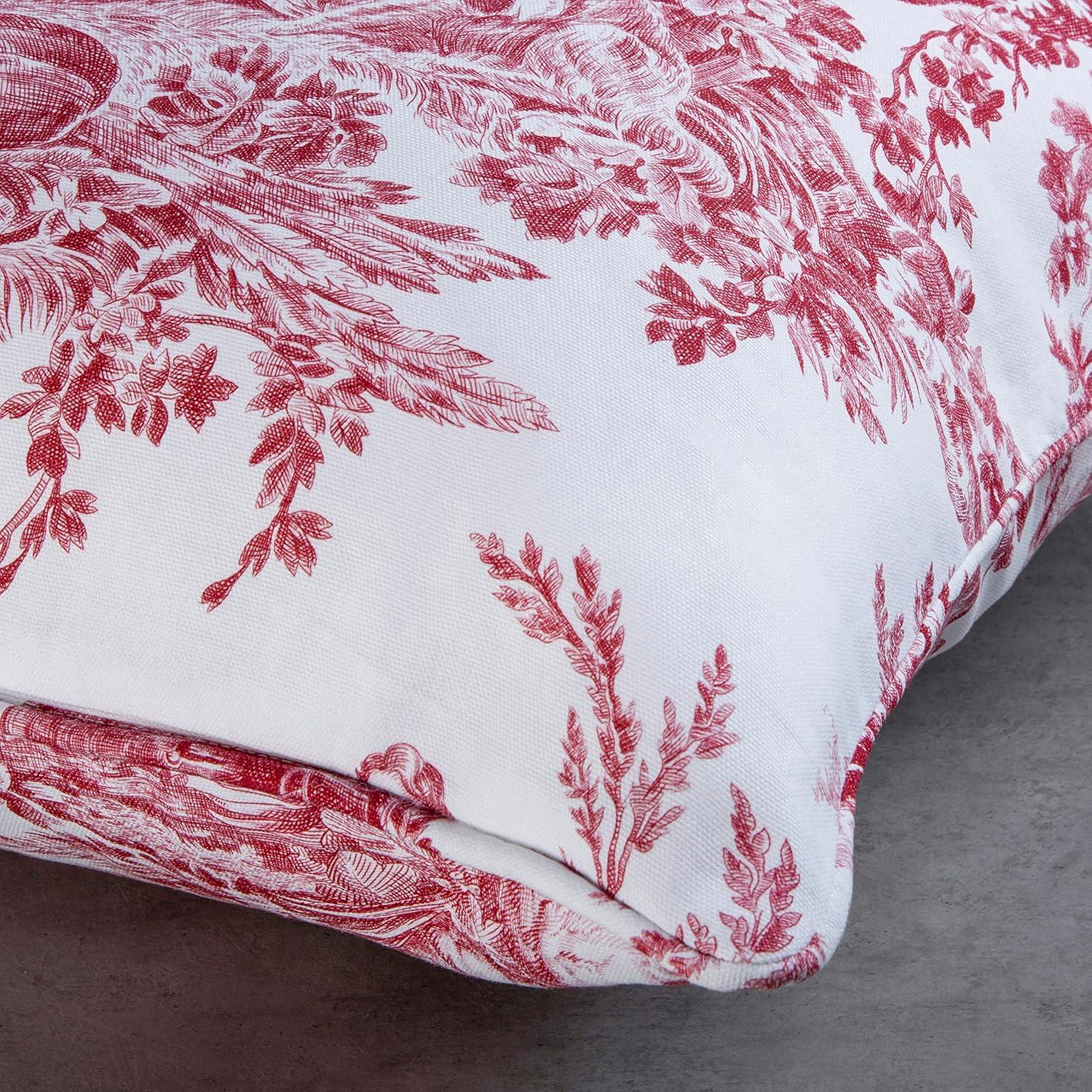 Maison d' Hermine Decorative Pillow Covers 18 x 18 Inch Square 100% Cotton Throw pillow Covers with invisible Zipper Cushion Case for Living Room Couch, Chair, Sofas, Bedroom, Home (Calais - Cardinal)