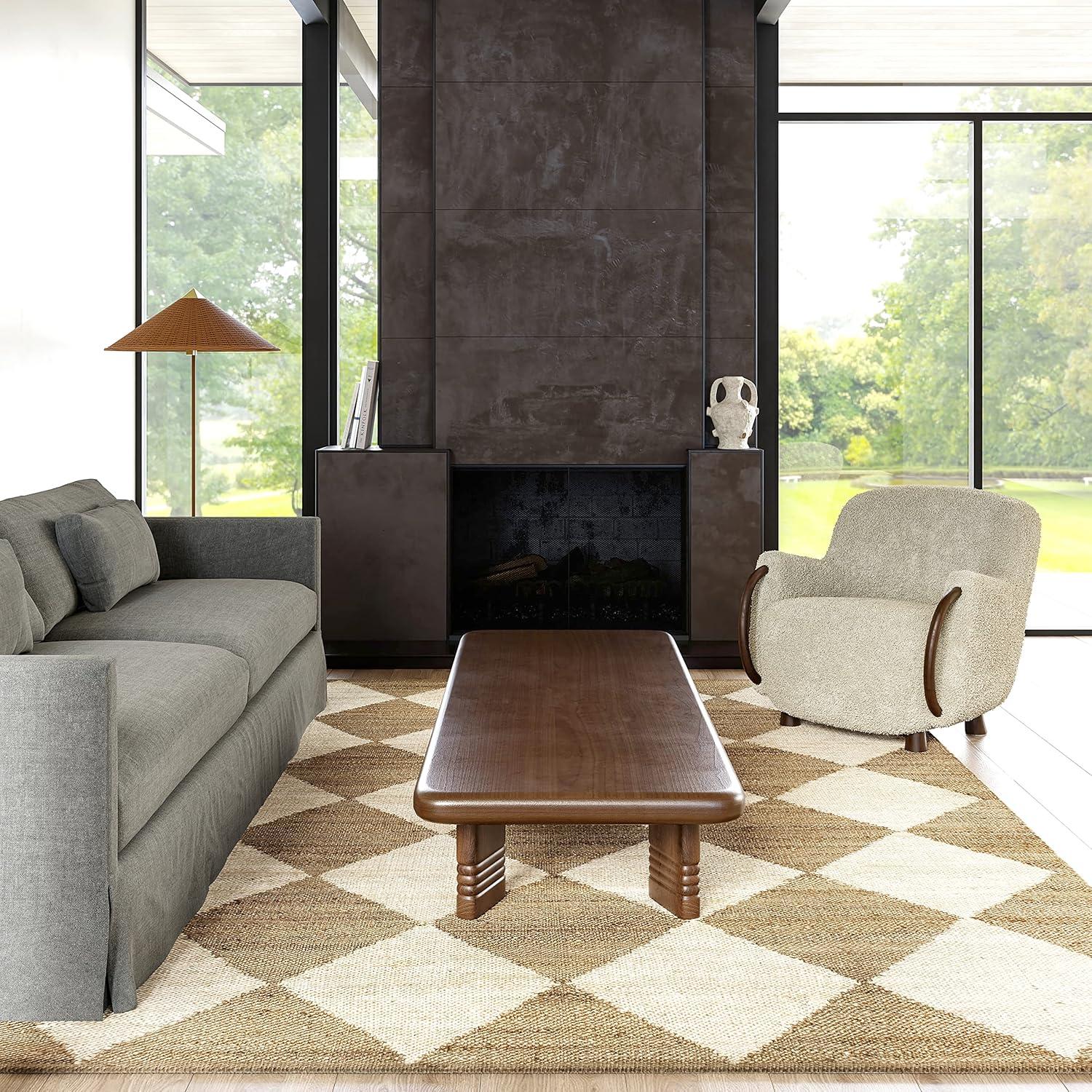 Nuloom Louie Diamond Checkerboard Jute Area Rug, 3' x 5', Natural