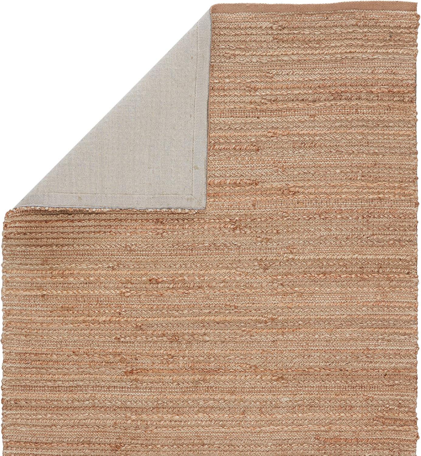 Reversible Tan & Ivory Flat Woven Jute-Cotton Rug 5'x8'