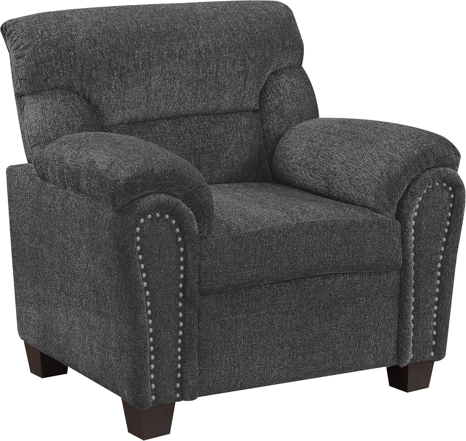 Coaster Transitional Chenille Upholstered Chair with Nailhead Trim in Gray