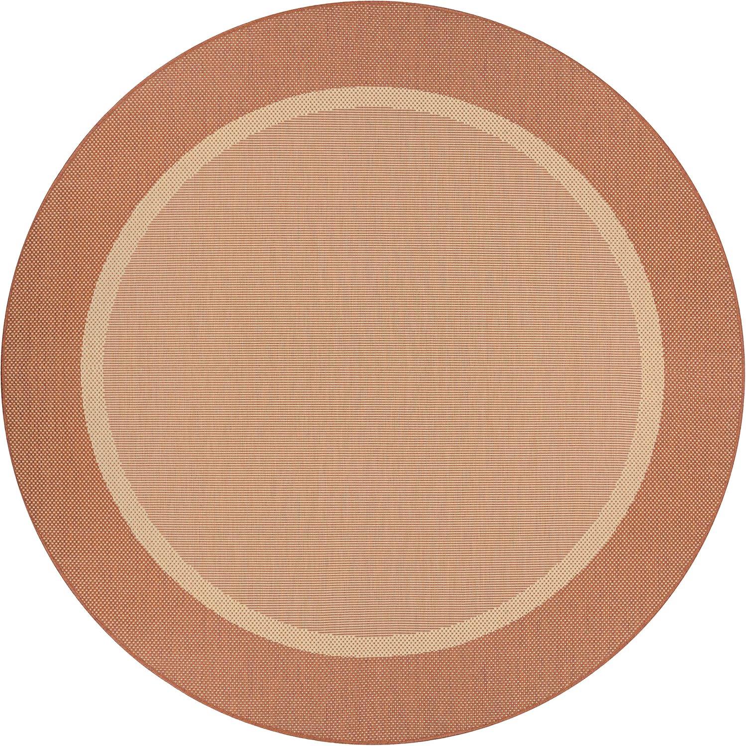 Couristan Recife Stria Texture Indoor / Outdoor Area Rug, Natural- Terracotta, 7'6" Round