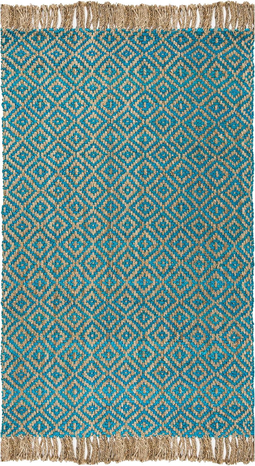 Natural Fiber NF266 Hand Woven Indoor Area Rug - Turquoise/Natural - 5'x8' - Safavieh.
