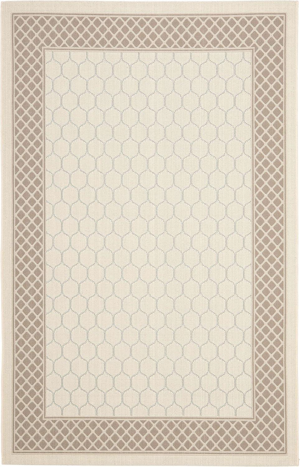 Beige Rectangular Easy-Care Synthetic 5' x 7' Area Rug