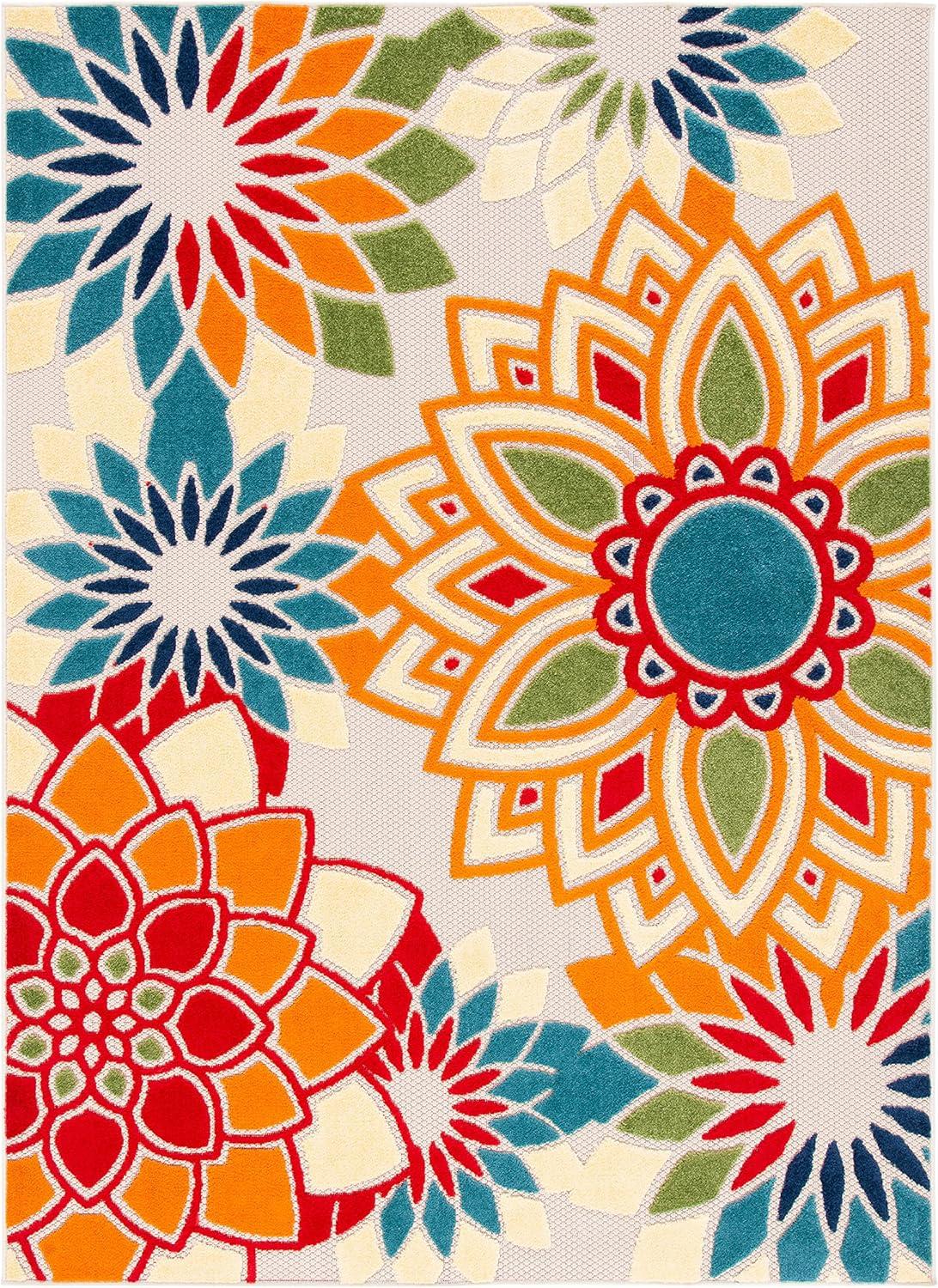 Cabana CBN328 Loomed Indoor Area Rug - Ivory/Orange - 8'x10' - Safavieh