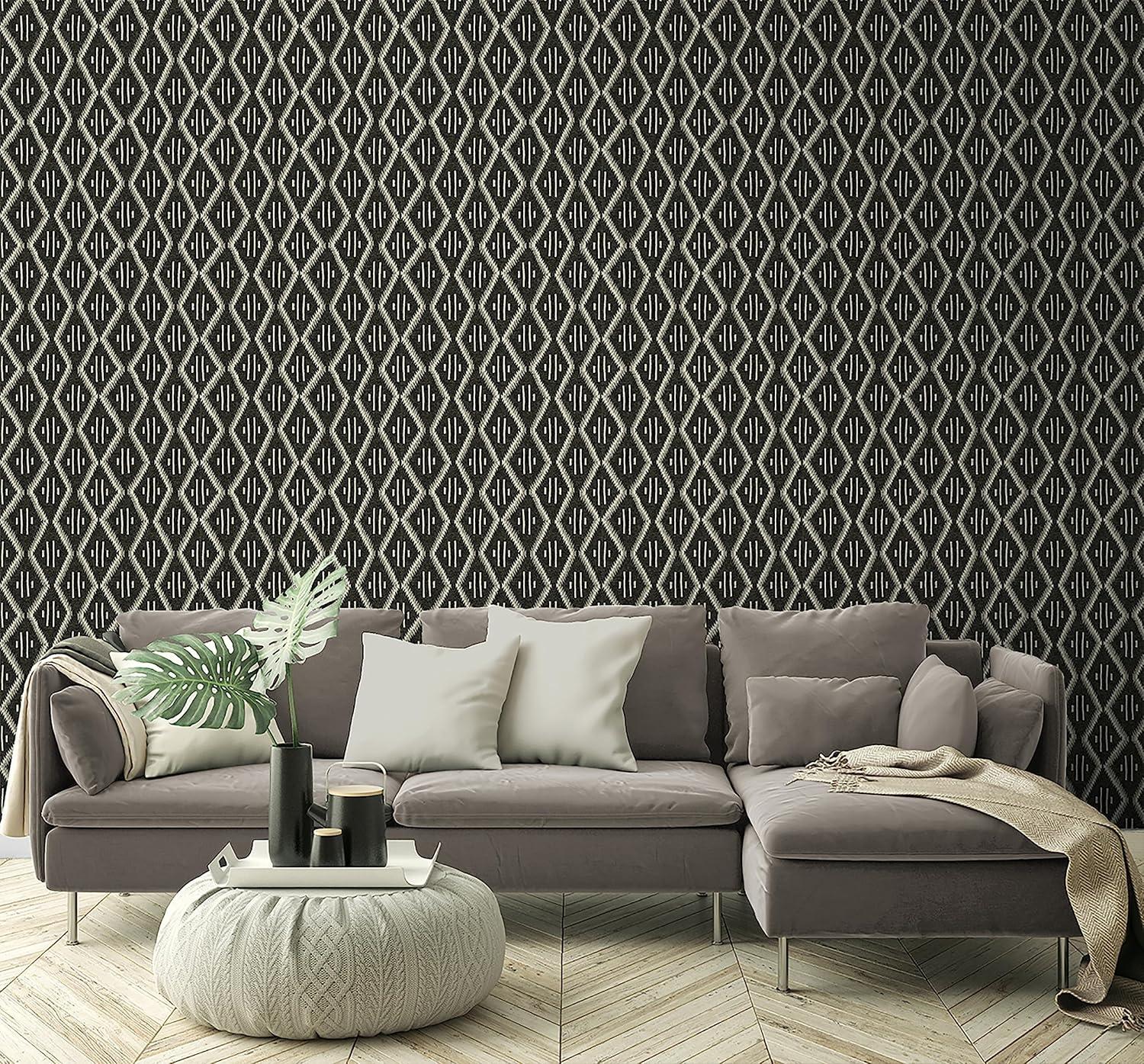 Noir Geometric Southwest Peel and Stick Wallpaper