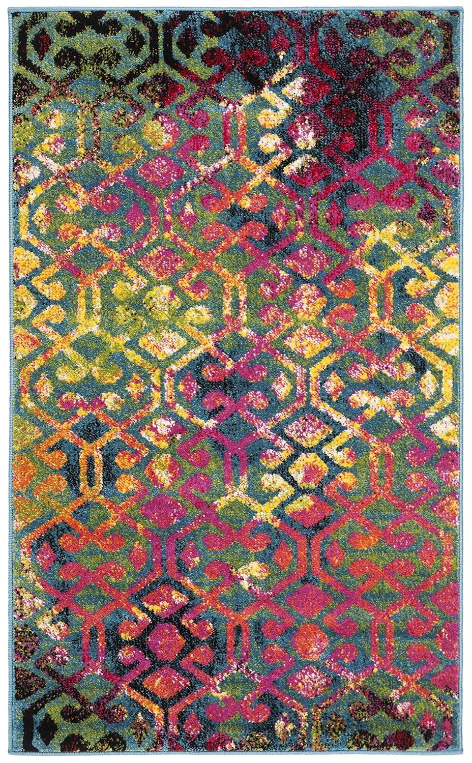SAFAVIEH Cherokee Maitland Geometric Area Rug, Light Blue/Fuchsia, 4' x 6'