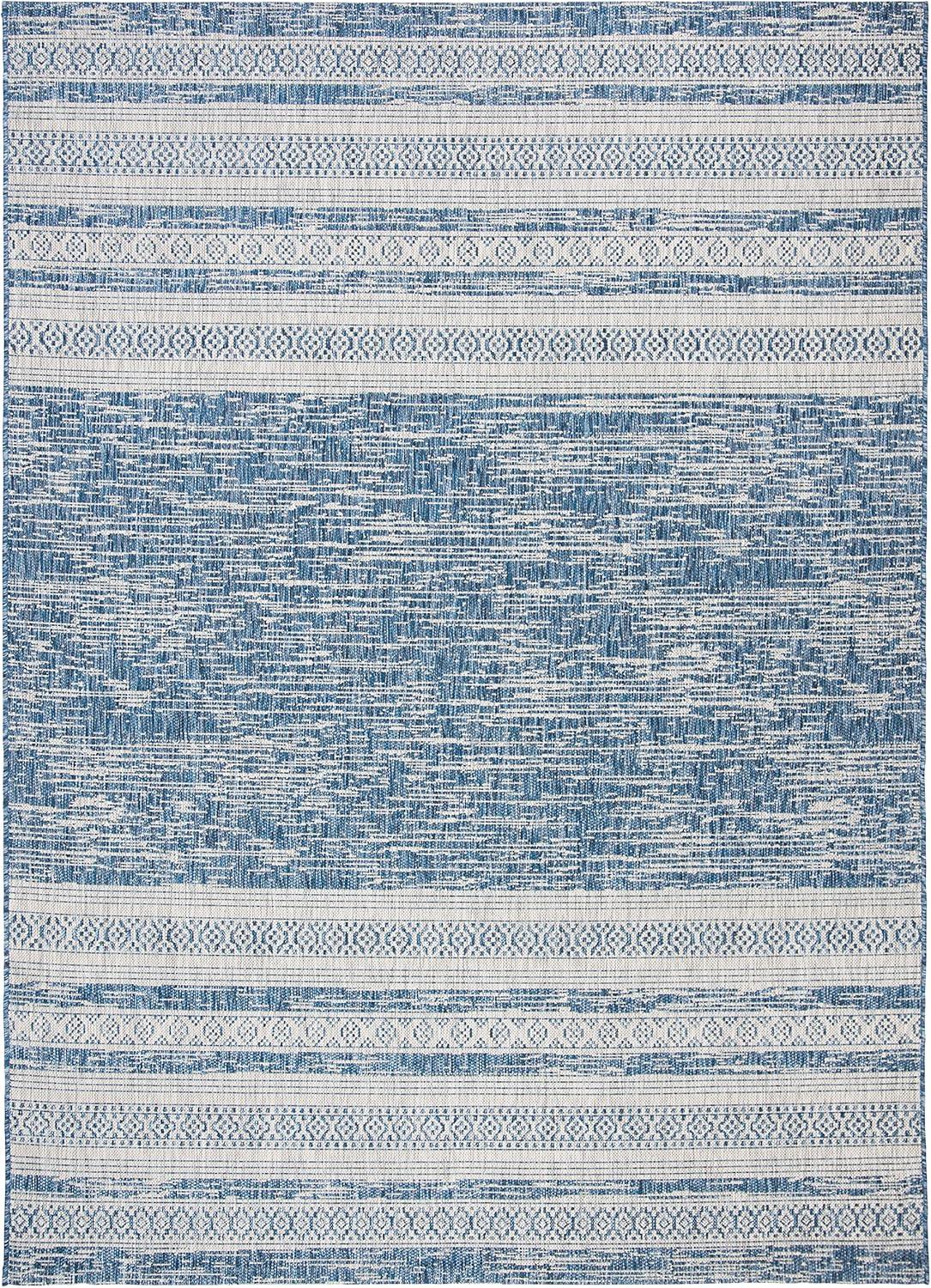 Courtyard CY8061 Power Loomed Indoor and Outdoor Area Rug - Navy/Grey - 4'x5'7" - Safavieh