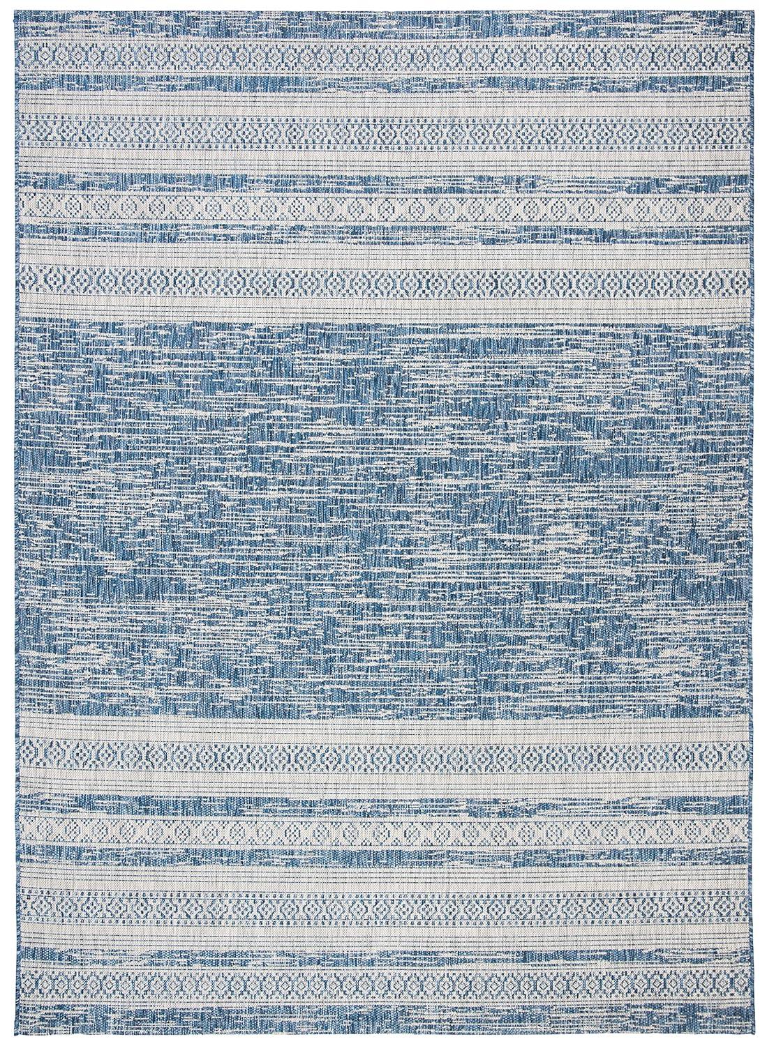 Courtyard CY8061 Power Loomed Indoor and Outdoor Area Rug - Navy/Grey - 4'x5'7" - Safavieh