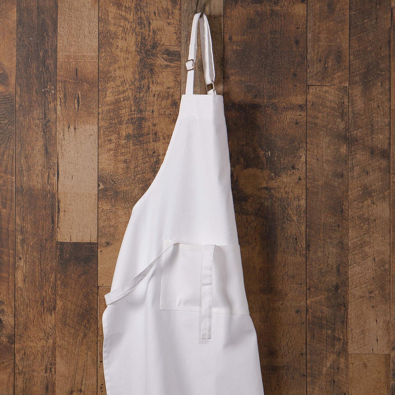 White Cotton Unisex Kitchen Bib Apron with Pocket