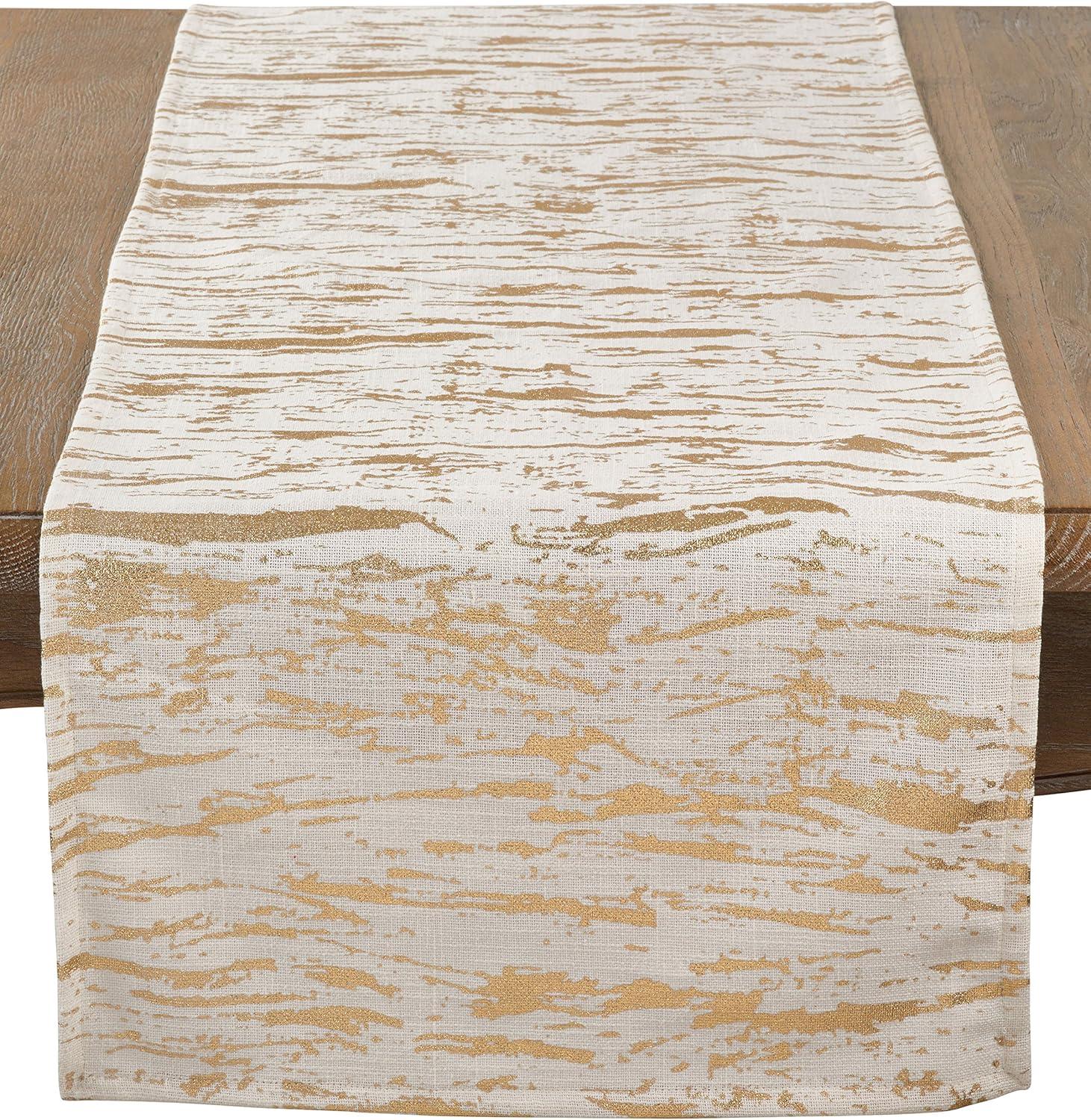 Gold Abstract Print Cotton Table Runner