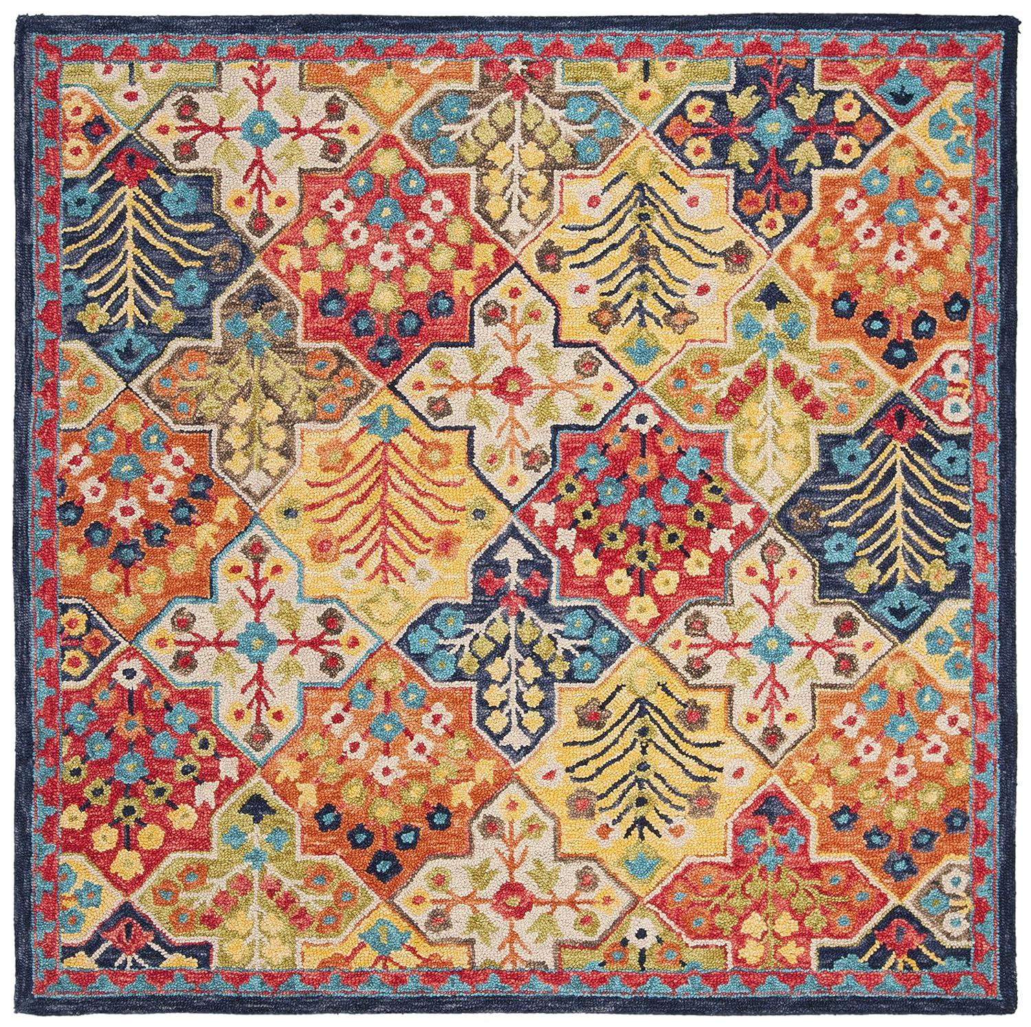 Aspen APN514 Hand Tufted Area Rug - Blue/Orange - 9'x9' - Safavieh.