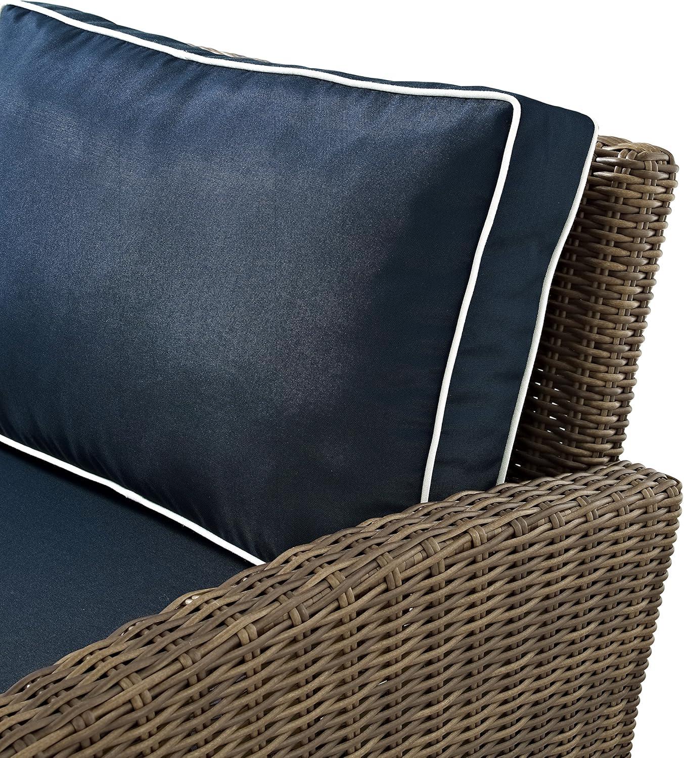 Bradenton 2pc Outdoor Wicker Conversation Set - Navy - Crosley: Steel Frame, UV-Resistant, with Coffee Table