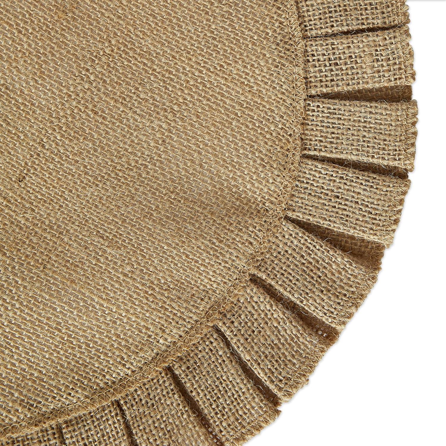 Jute Burlap Round Ruffle Placemat Set (Set of 6)