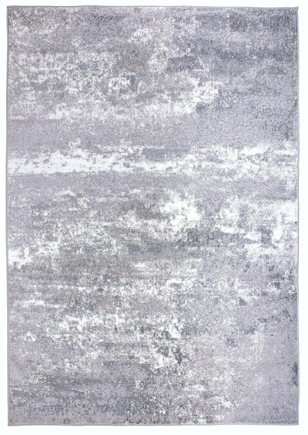 World Rug Gallery Distressed Abstract Watercolor Gray 5' x 7' Area Rug
