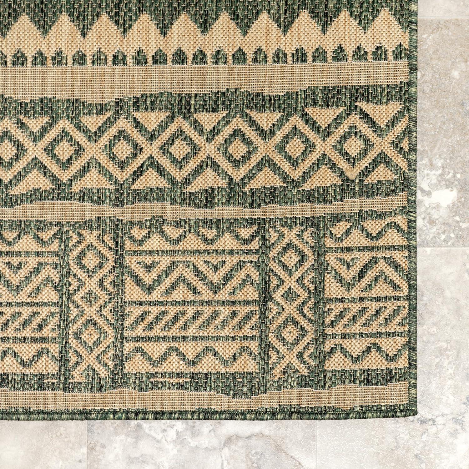 6'7"x9' Abbey Geometric Striped Indoor and Outdoor Area Rug Beige - nuLOOM: Low Pile, Machine Made, Polypropylene