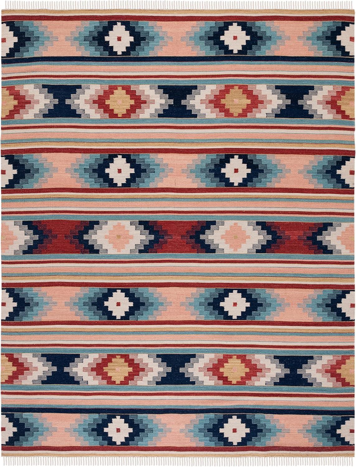Kilim KLM713 Hand Woven Area Rug - Light Pink/Blue - 8'x10' - Safavieh.