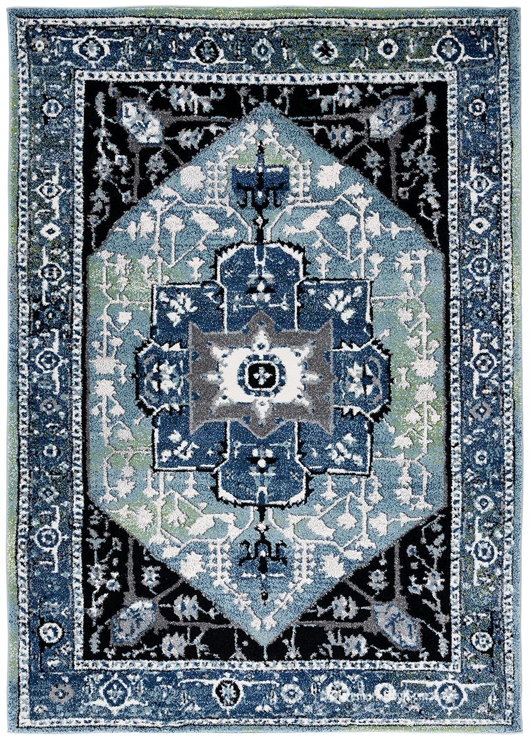 Vintage Hamadan VTH259 Power Loomed Area Rug - Blue/Light Green - 4'x6' - Safavieh.