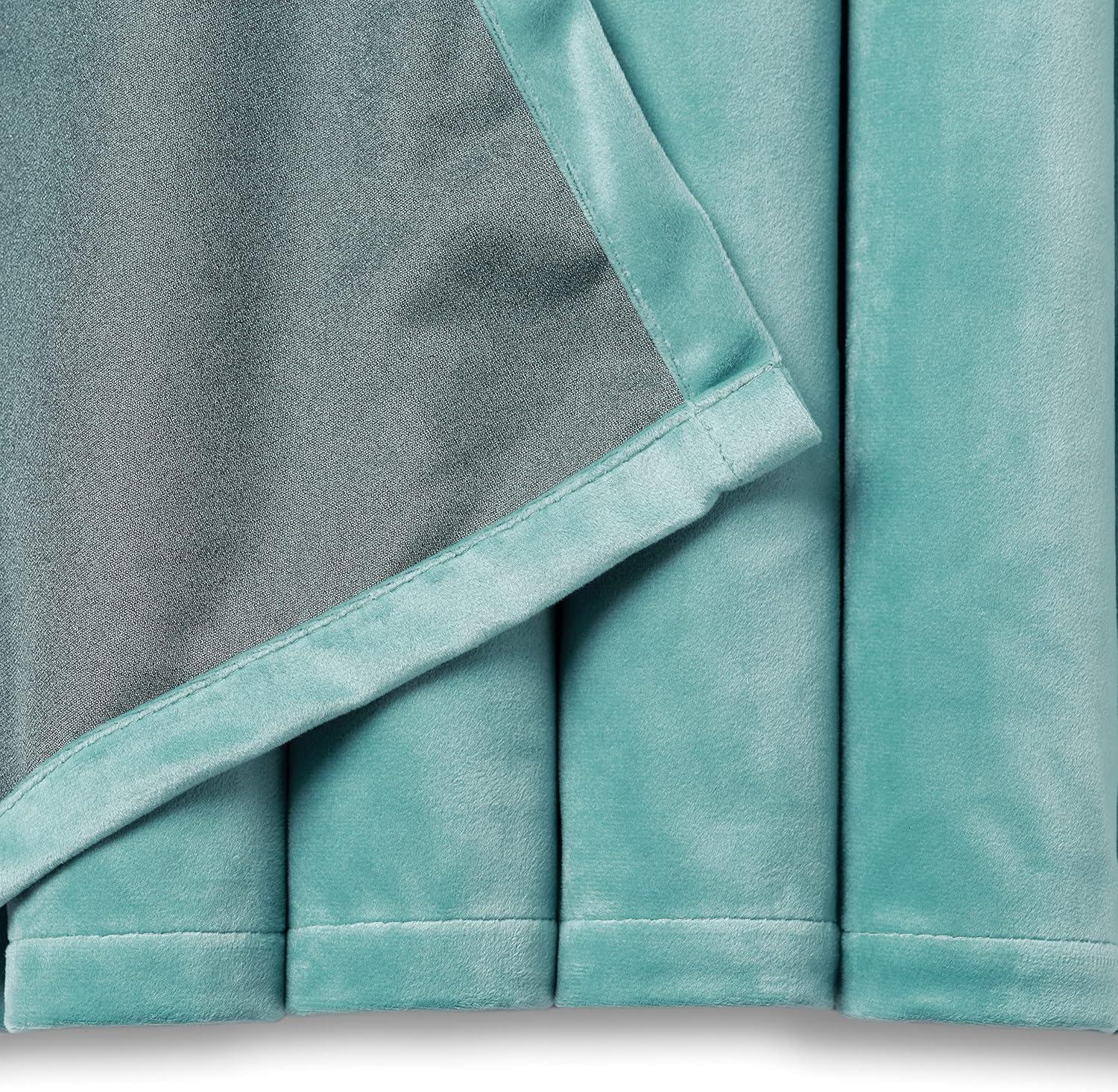 Chanasya 2pk Solid Velvet Room Darkening Blackout Privacy Window Curtain Panels - Set of 2 - 52 x 84 Inches Long - Sage