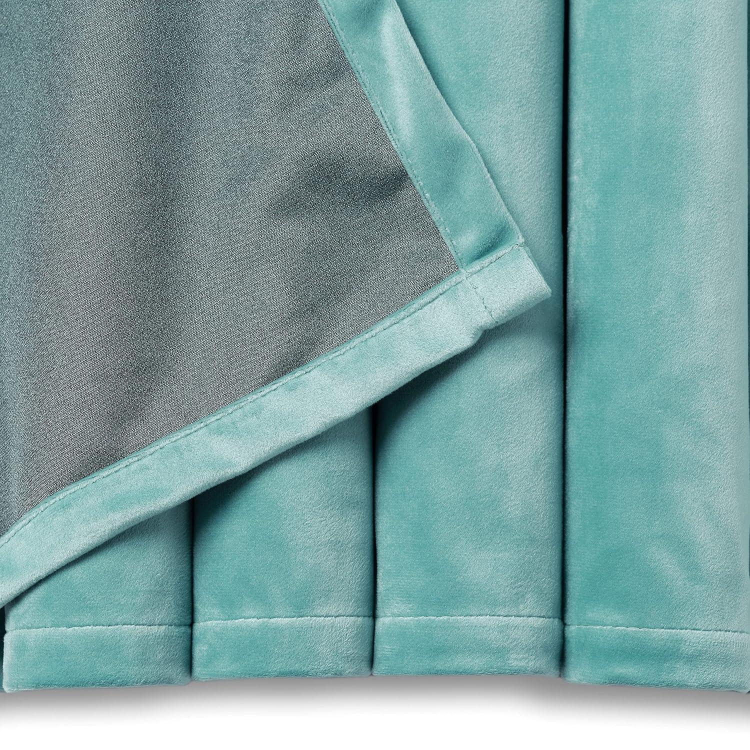 Chanasya 2pk Solid Velvet Room Darkening Blackout Privacy Window Curtain Panels - Set of 2 - 52 x 84 Inches Long - Sage