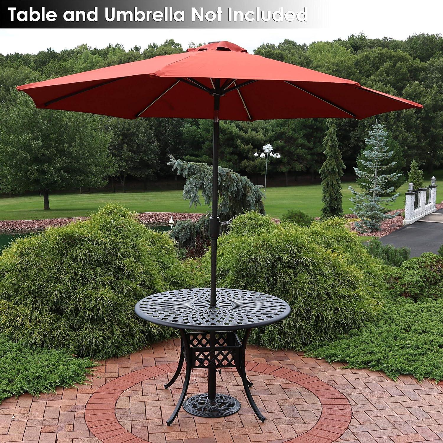 Sunnydaze Outdoor Heavy-Duty Cast Iron Decorative Rose Blossom Design Patio Yard Round Umbrella Base Stand - 16"