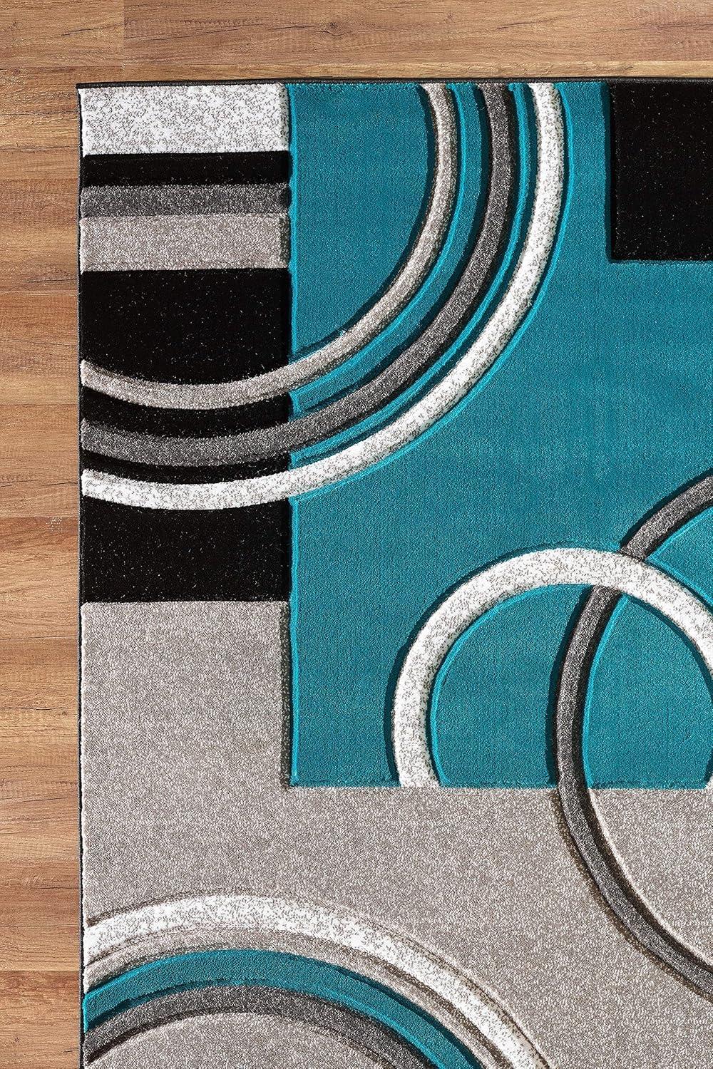 GLORY RUGS Area Rug Modern Soft Hand Carved Contemporary Floor Carpet with Premium Fluffy Texture for Indoor Living Dining Room and Bedroom Area (4x6, Turquoise)