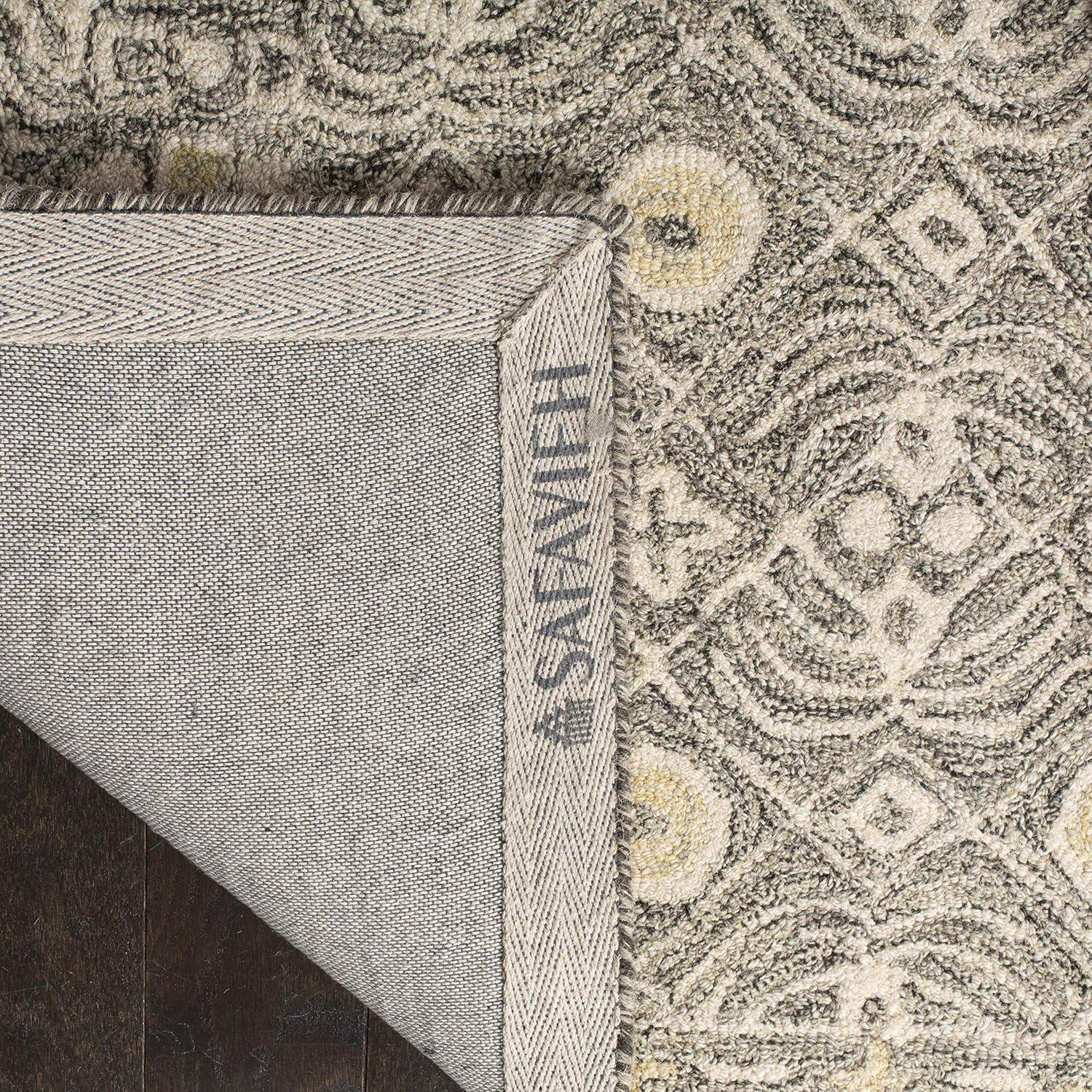 Micro-Loop MLP801 Hand Tufted Indoor Area Rug - Charcoal/Ivory - 5'x5' - Safavieh