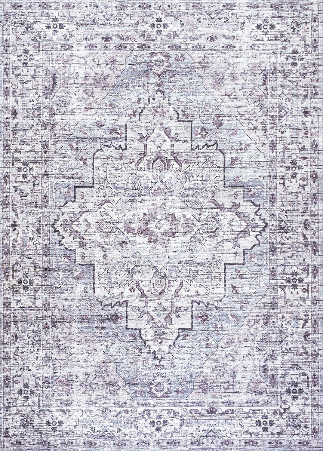 Didim Boho Gray Medallion Washable Area Rug - JONATHAN Y