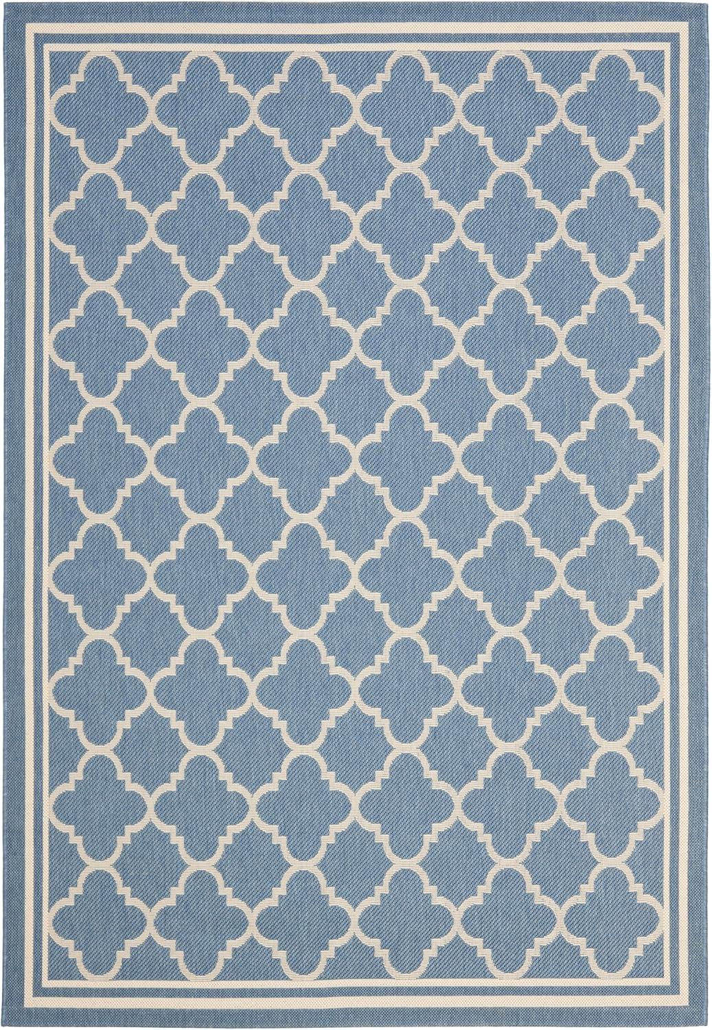 Courtyard CY6918 Power Loomed Indoor/Outdoor Area Rug - Blue/Beige - 5'3"x7'7" - Safavieh.