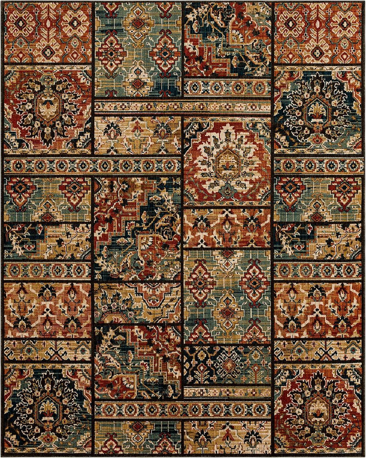 Red and Multicolor Ornamental Synthetic 3' x 5' Area Rug