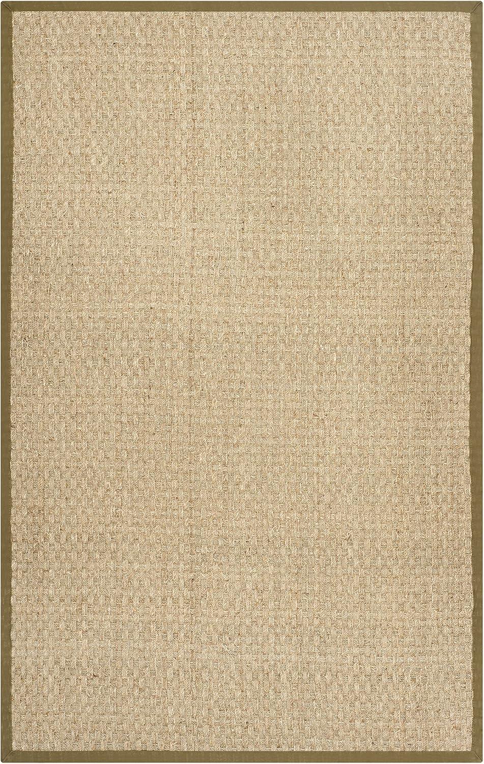 SAFAVIEH Natural Fiber Arbor Border Area Rug, Natural/Olive, 6' x 9'