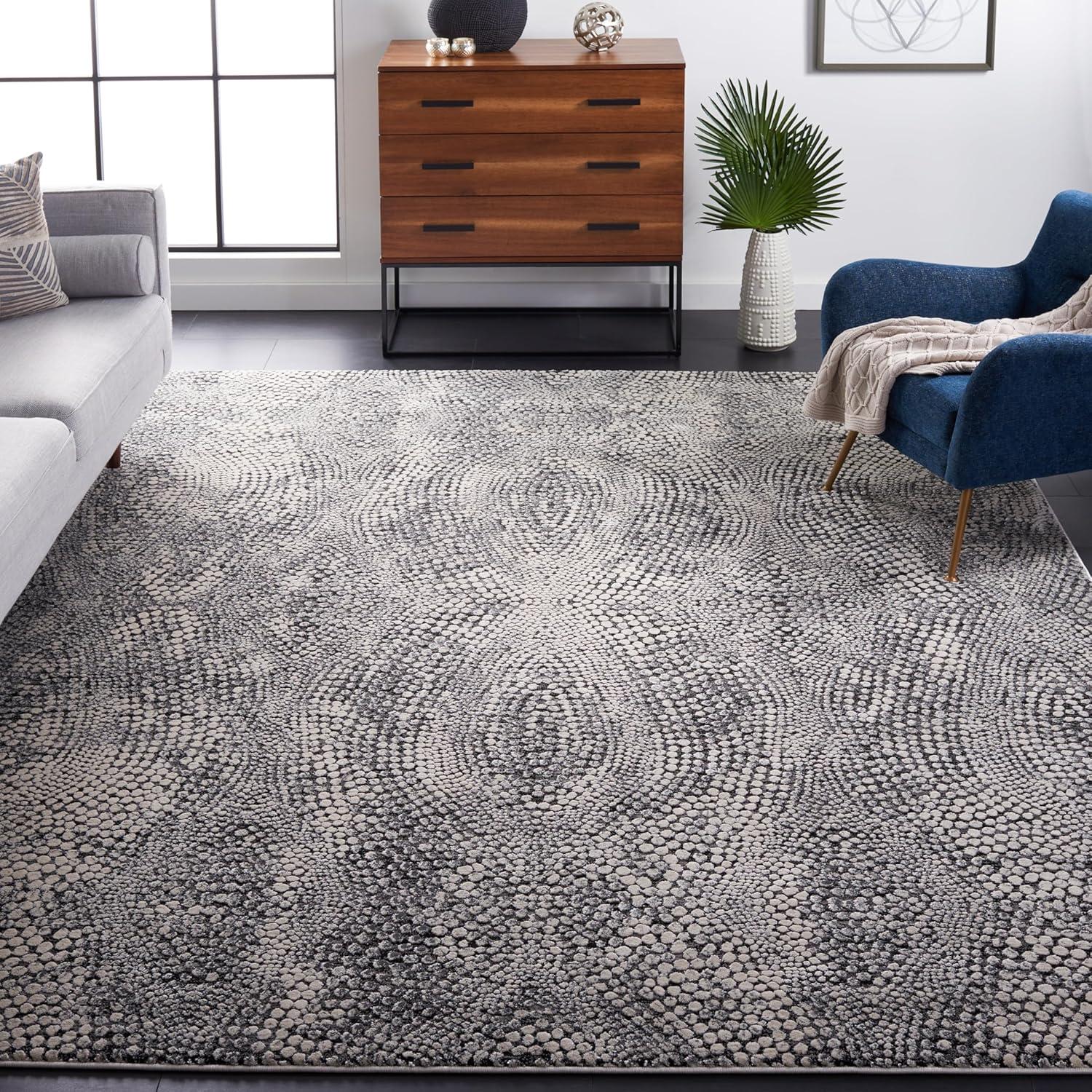 Lurex LUR185 Power Loomed Indoor Area Rug - Black/Light Grey - 9'x12' - Safavieh