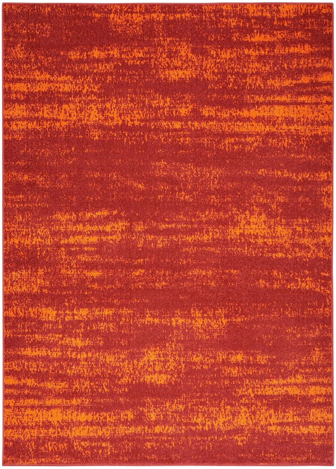 Nourison Essentials Abstract Low Pile Indoor Outdoor Area Rug 5' x 7' Red
