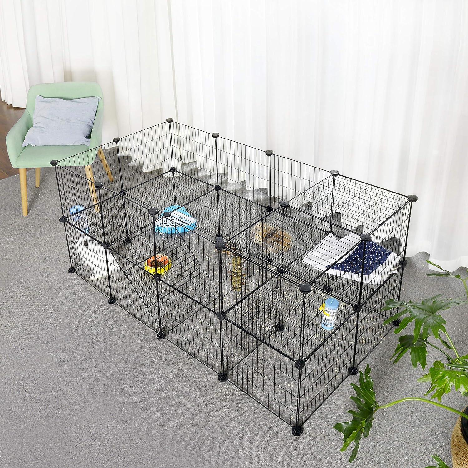 Pet Playpen Includes Cable Ties, Indoor Use, Black